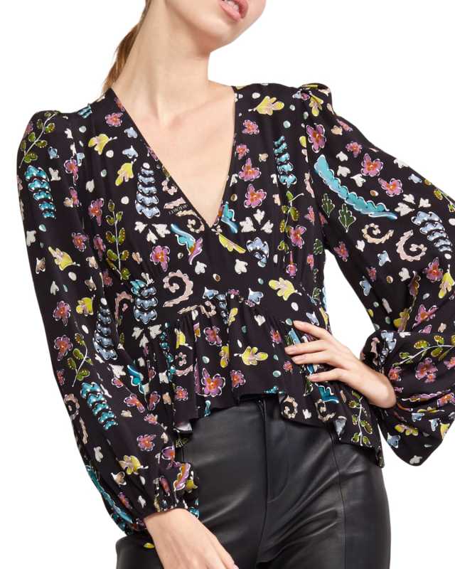 V-Neck Printed Viscose Blouse